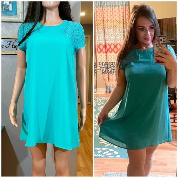 Doe & Rae Dresses & Skirts - Seafoam lace accent dress